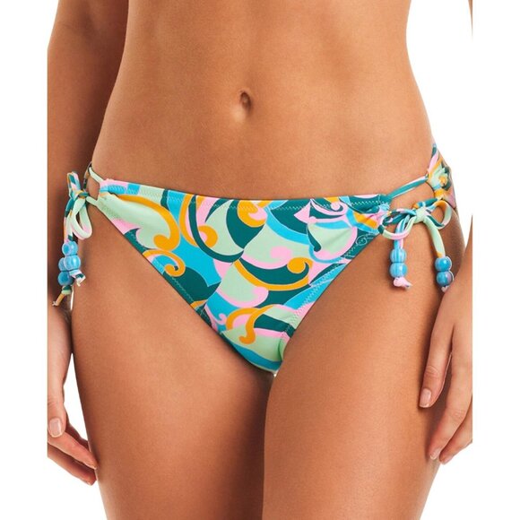 NWT Jessica Simpson Womens Tied Hipster Bikini Bottom SSDS24706 Blue Multi S - Picture 1 of 6